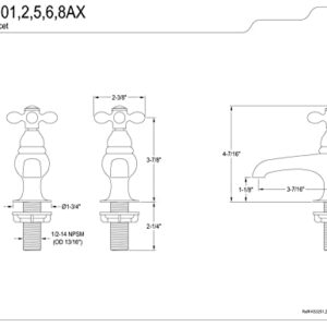 Kingston Brass KS3202AX Restoration Basin Tap Faucet, Polished Brass