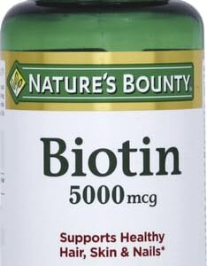 Nature's Bounty Biotin, Vitamin Supplement, Supports Metabolism for Energy and Healthy Hair, Skin, and Nails, 5000 mcg, 72 Softgels