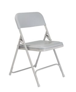 national public seating 800 series steel frame premium light weight plastic seat and back stacking folding chair with double brace, 480 lbs capacity, grey