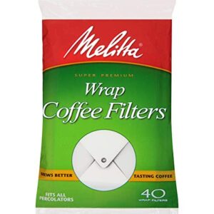 melitta percolator wrap-around coffee filters, white, 40 count (pack of 12) 480 total filters count