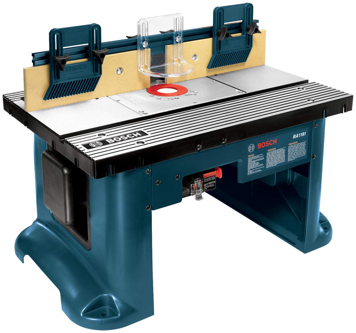 BOSCH RA1181 Benchtop Router Table 27 in. x 18 in. Aluminum Top with 2-1/2 in. Vacuum Hose Port