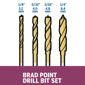 Dremel 631 Brad Point Bits, 4 Pieces