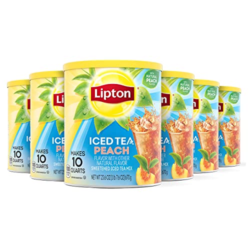 Lipton Peach Iced Tea Mix, Sweetened, Makes 10 Quarts (Pack of 6)