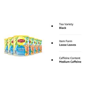 Lipton Peach Iced Tea Mix, Sweetened, Makes 10 Quarts (Pack of 6)