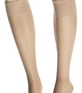 Hanes Silk Reflections Women's Plus-Size 2 Pack Knee High, Nude, One Size