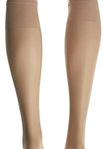 Hanes Silk Reflections Women's Plus-Size 2 Pack Knee High, Nude, One Size