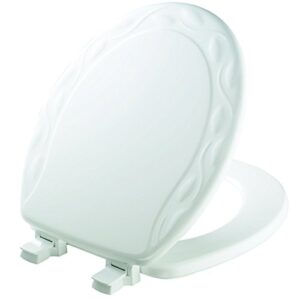 mayfair 34eca 000 sculptured ivy toilet seat will never loosen and easily remove, round, durable enameled wood, white