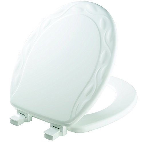 MAYFAIR 34ECA 000 Sculptured Ivy Toilet Seat will Never Loosen and Easily Remove, ROUND, Durable Enameled Wood, White