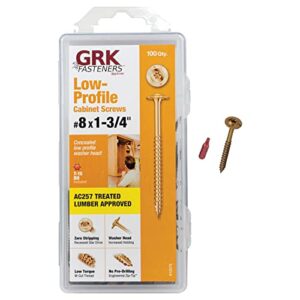 grk 772691120755 fasteners-12075 cab8134hp cabinet handypak 8 by 1-3/4-inch, 100 screws per package-772691120755, 1.75 inches, gold