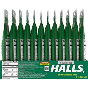 HALLS Defense Assorted Citrus Sugar Free Vitamin C Drops, Dietary Supplement Drops, 12 Bags of 25 Drops (300 Total Drops)