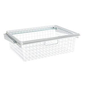 rubbermaid configurations sliding basket for closet drawer organization, sturdy slide out basket, white
