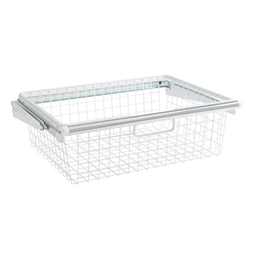 Rubbermaid Configurations Sliding Basket for Closet Drawer Organization, Sturdy Slide Out Basket, White