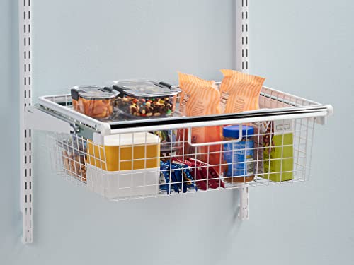 Rubbermaid Configurations Sliding Basket for Closet Drawer Organization, Sturdy Slide Out Basket, White