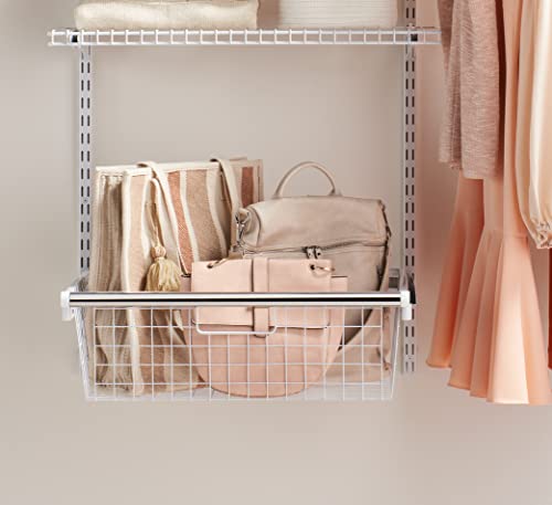 Rubbermaid Configurations Sliding Basket for Closet Drawer Organization, Sturdy Slide Out Basket, White