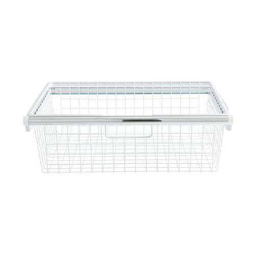 Rubbermaid Configurations Sliding Basket for Closet Drawer Organization, Sturdy Slide Out Basket, White