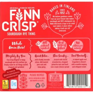 Finn Crisp Sourdough Rye Thins, Original Crispbread, 7 Ounce Boxes (Pack of 9)