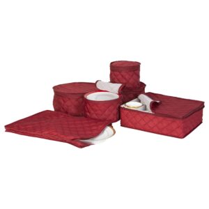 richard's homewares - quilted china keepers 6pc. starter set - crimson