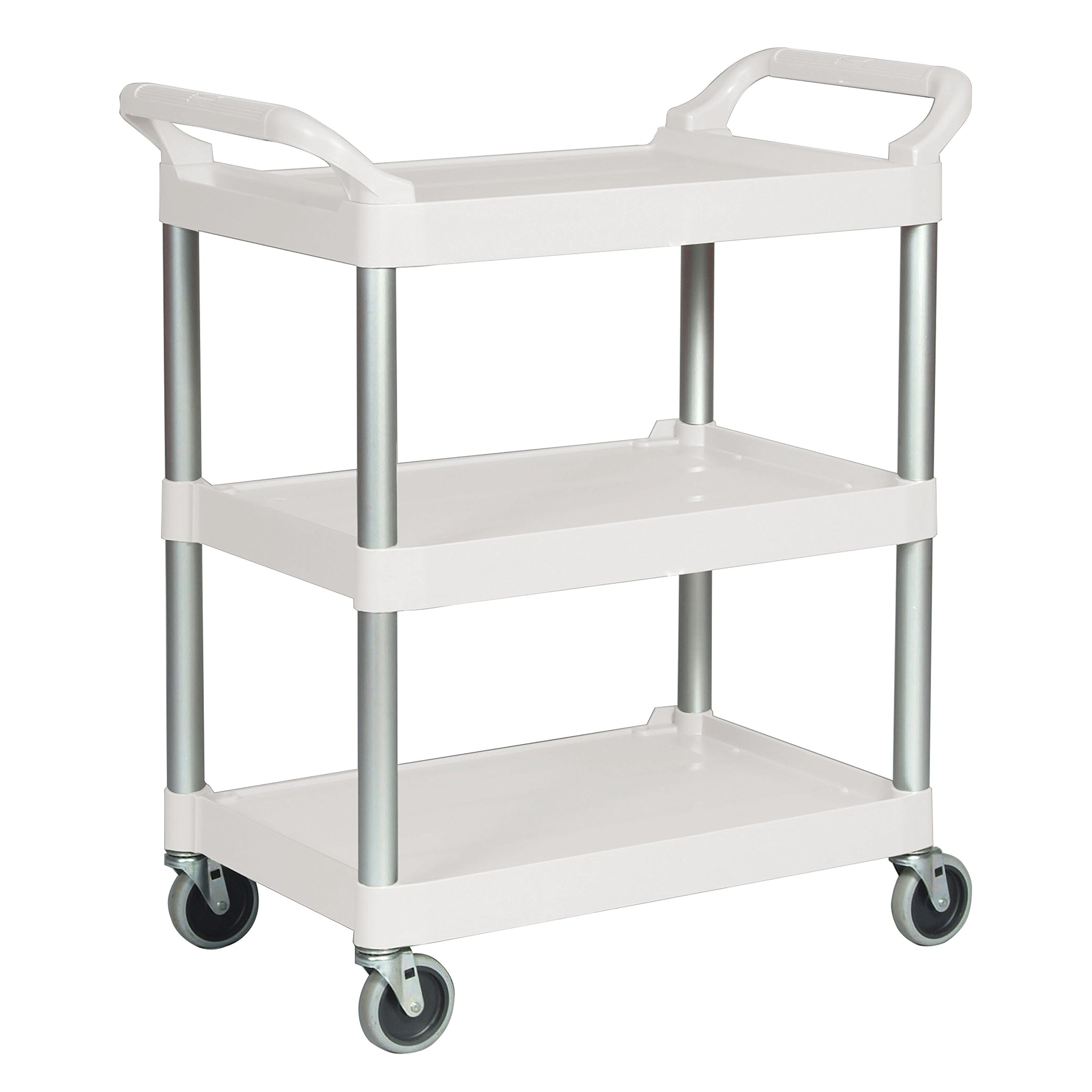 Rubbermaid Commercial Products Plastic Utility Service Cart, White, with Wheels 200 lbs