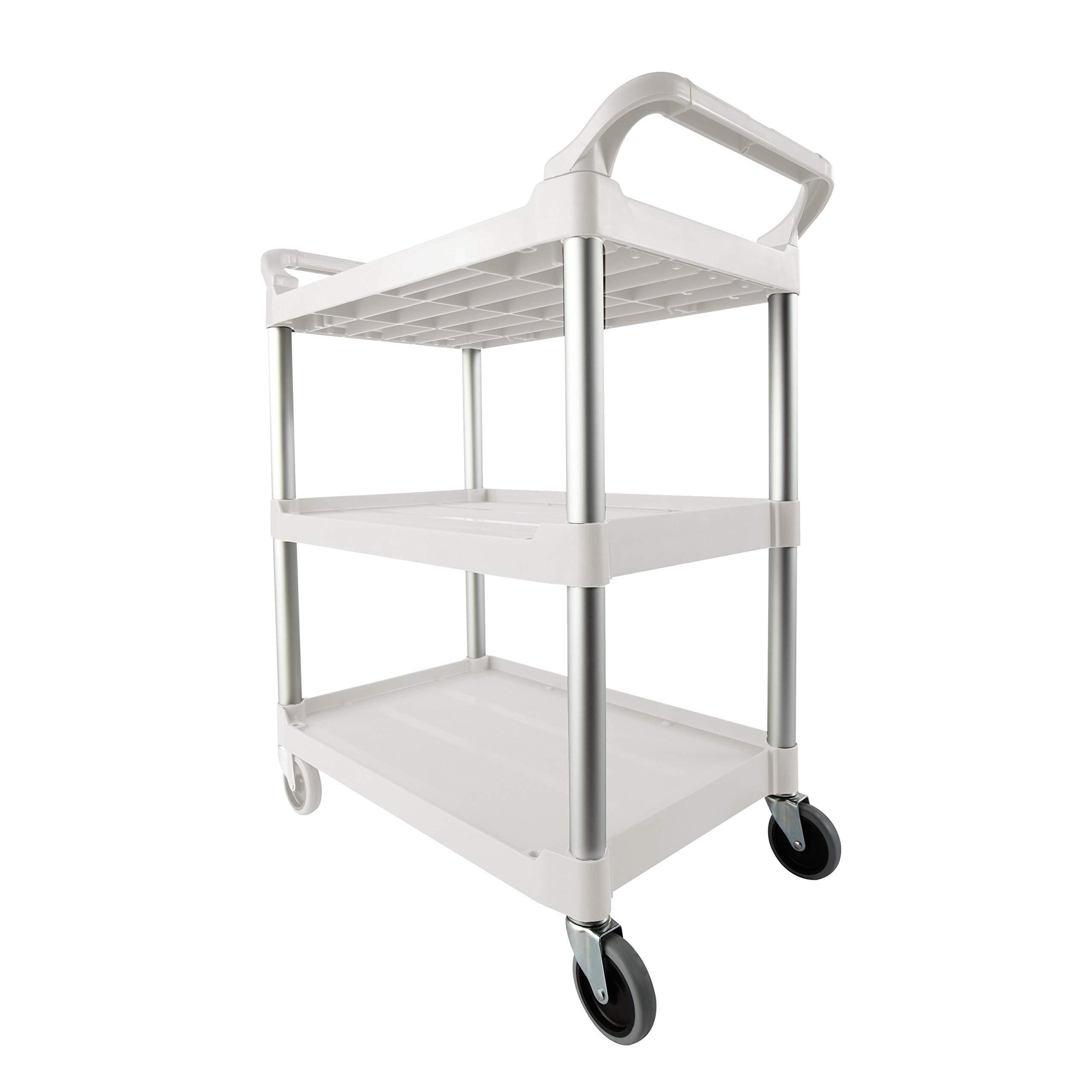 Rubbermaid Commercial Products Plastic Utility Service Cart, White, with Wheels 200 lbs