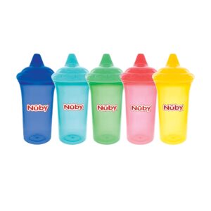 nuby no-spill cup with dual-flo valve, sippy cup for baby and toddler, 9 ounce, color may vary (package includes any 1 random color sippy cup only)