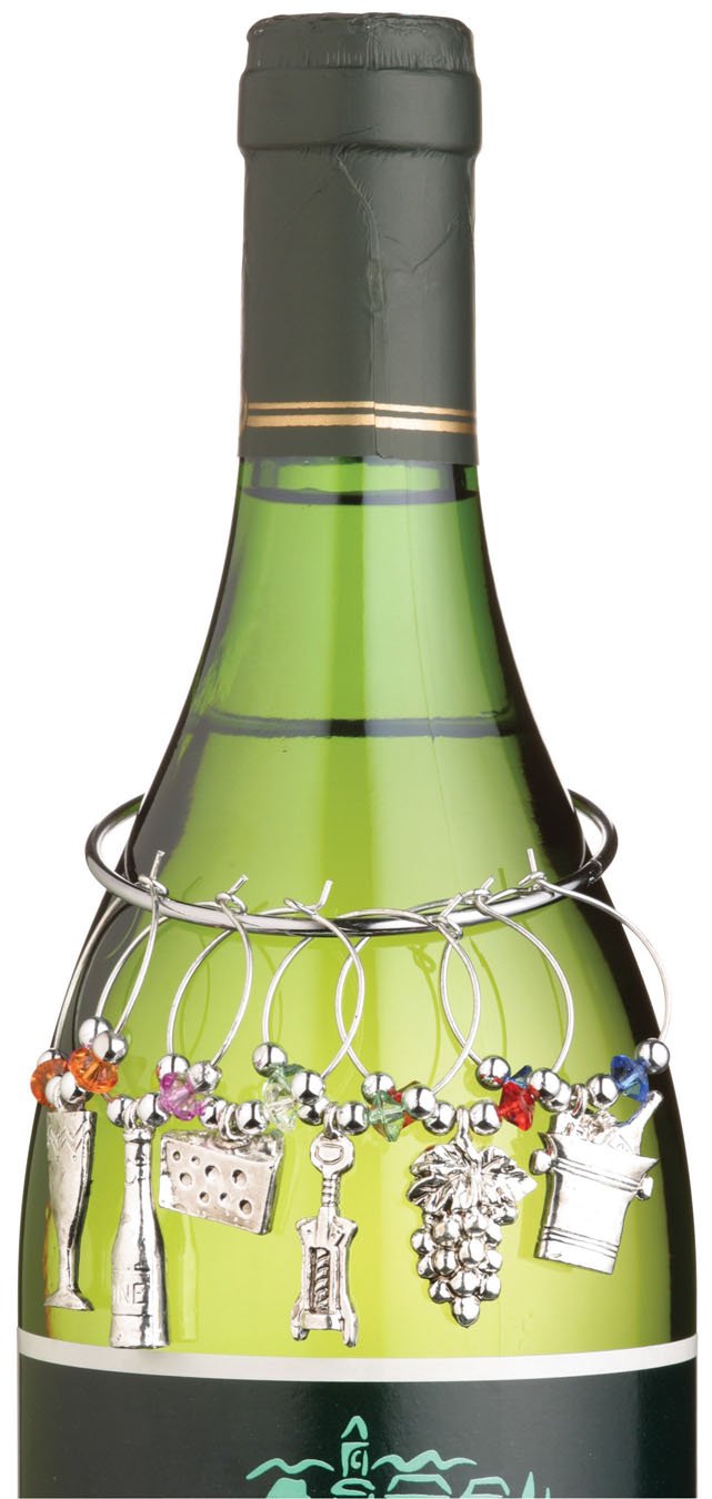 Prodyne Pewter Wine and Cheese Stemware Charm, Set of 6