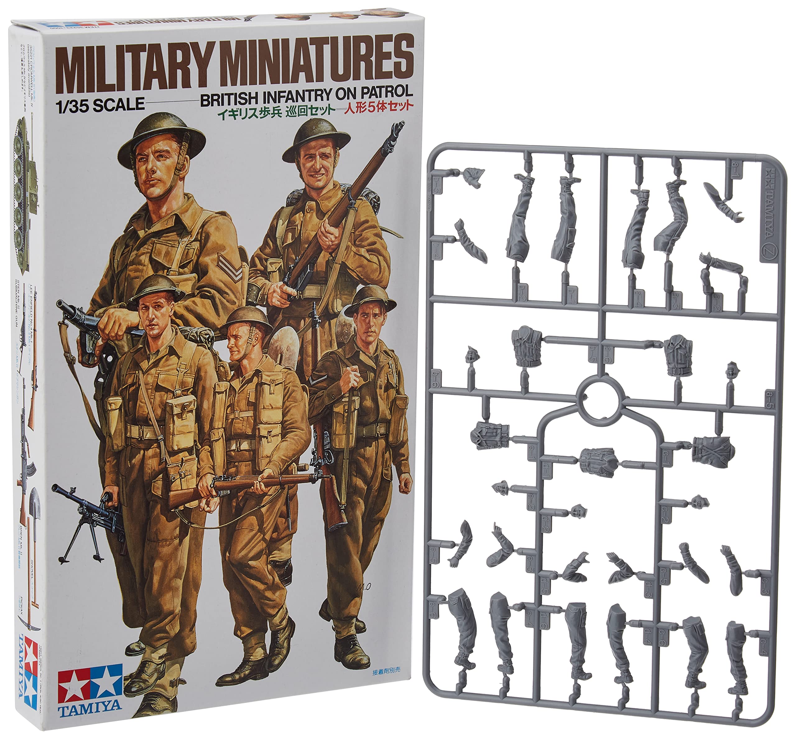 Tamiya 300035223 1:35 WWII British Infantry Patrol Group Pack, 5 Soldiers