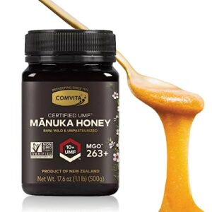 comvita manuka honey (umf 10+, mgo 263+) new zealand’s 1 manuka brand premium superfood for nourishing wellness raw, wild, non-gmo 17.6 oz