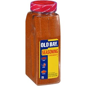 old bay seasoning, 24 oz - one 24 ounce container of old bay all-purpose seasoning with unique blend of 18 spices and herbs for crabs, shrimp, poultry, fries, and more