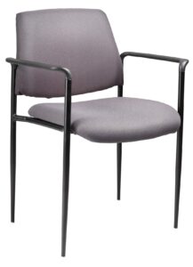 boss office products square back fabric dimond stacking chair with arms in grey