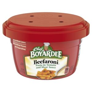 chef boyardee beefaroni pasta, microwave food, 7.5 oz microwaveable bowl (12 bowls)