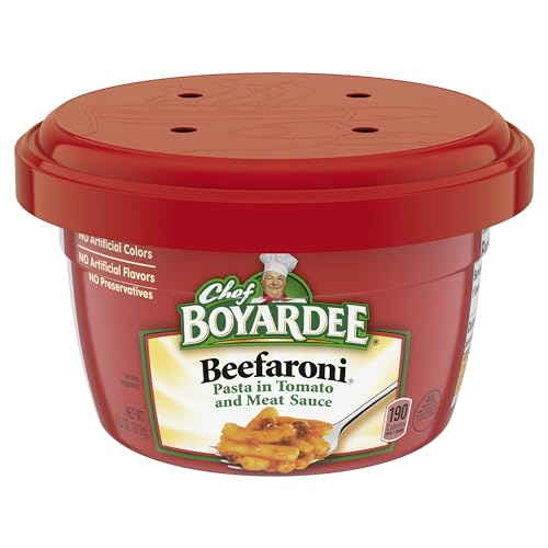 Chef Boyardee Beefaroni Pasta, Microwave Food, 7.5 OZ Microwaveable Bowl (12 Bowls)