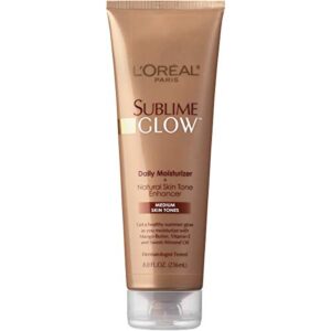 l'oreal paris sublime bronze glow daily moisturizer and natural skin tone enhancer, medium skin tones, 8 fl. oz