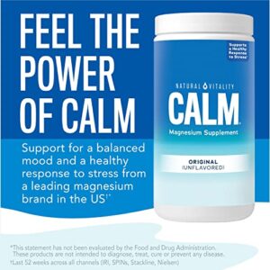 Natural Vitality Calm, Magnesium Citrate Supplement, Anti-Stress Drink Mix Powder, Gluten Free, Vegan, & Non-GMO, Original Unflavored, 16 oz