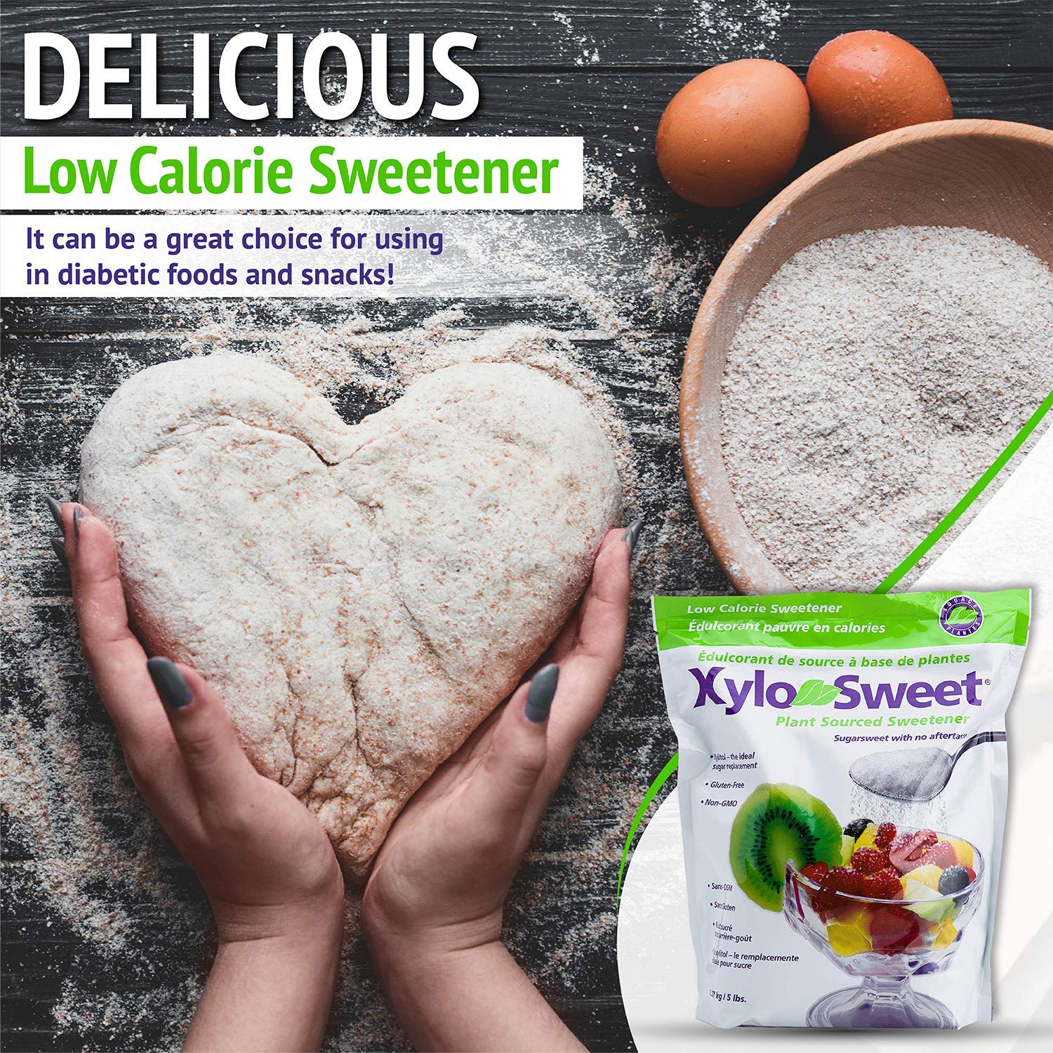 Xlear XyloSweet Non-GMO Xylitol Sweetener - Natural Sweetener Sugar Substitute, Granules, 5 Pound Bag (Pack of 1)