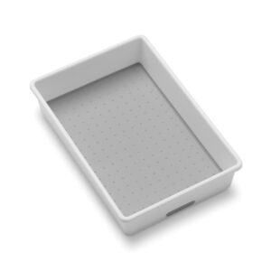 madesmart plastic multipurpose storage organizer bin for drawers, low-profile storage bin drawer organizer, white