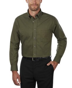 van heusen men's dress shirt regular fit oxford solid, dark green, 17.5"-18" neck 34"-35" sleeve