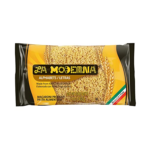 La Moderna Alphabet Pasta, Noodles, Durum Wheat, Protein, Fiber, Vitamins, 7 Oz