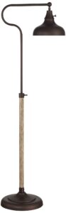 franklin iron works ferris industrial rustic farmhouse adjustable pharmacy floor lamp downbridge 57" tall bronze faux wood grain metal brown shade for living room reading house bedroom family home