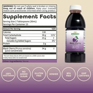 Dynamic Health 100% Pure Black Cherry Juice Concentrate, No Additives, Antioxidant Supplement, Urinary Tract & Joint Support, 16 Fl oz