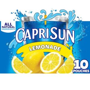 capri sun lemonade naturally flavored kids juice drink (10 ct box, 6 fl oz pouches)