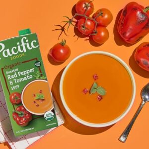 Pacific Foods Organic Creamy Roasted Red Pepper & Tomato Soup, 32 Ounce Resealable Carton