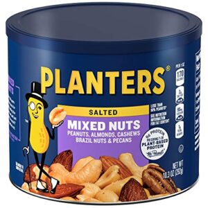 PLANTERS Salted Mixed Nuts, Party Snacks, Plant-Based Protein 10.3oz (1 Canister)