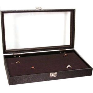 findingking 72 slot black ring foam jewelry display glass top tray