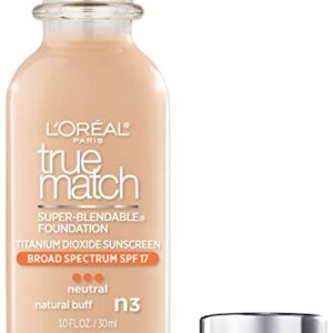 L'Oreal Paris Makeup True Match Super-Blendable Liquid Foundation, Natural Buff N3, 1 Fl Oz,1 Count