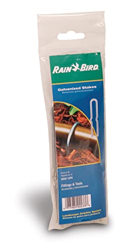 Rain Bird GS50/10PS Drip Irrigation 6" Galvanized Wire Stake for 1/2" Tubing, 10-Pack - Packaging May Vary