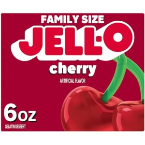 jell-o cherry gelatin dessert mix (6 oz box)