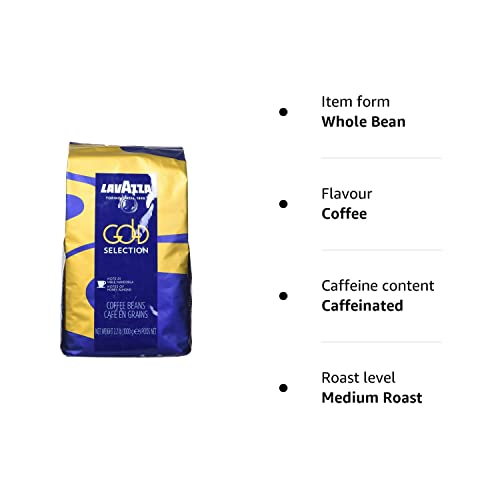 Lavazza Gold Selection Whole Bean Coffee Blend, Medium Espresso Roast, 2.2 Pound Bag ,Authentic Italian, Blended and roasted in Italy,Well balanced, medium roast with notes of honey and almond