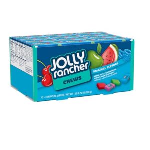 jolly rancher chews assorted fruit flavored candy box, 2.06 oz (12 count)