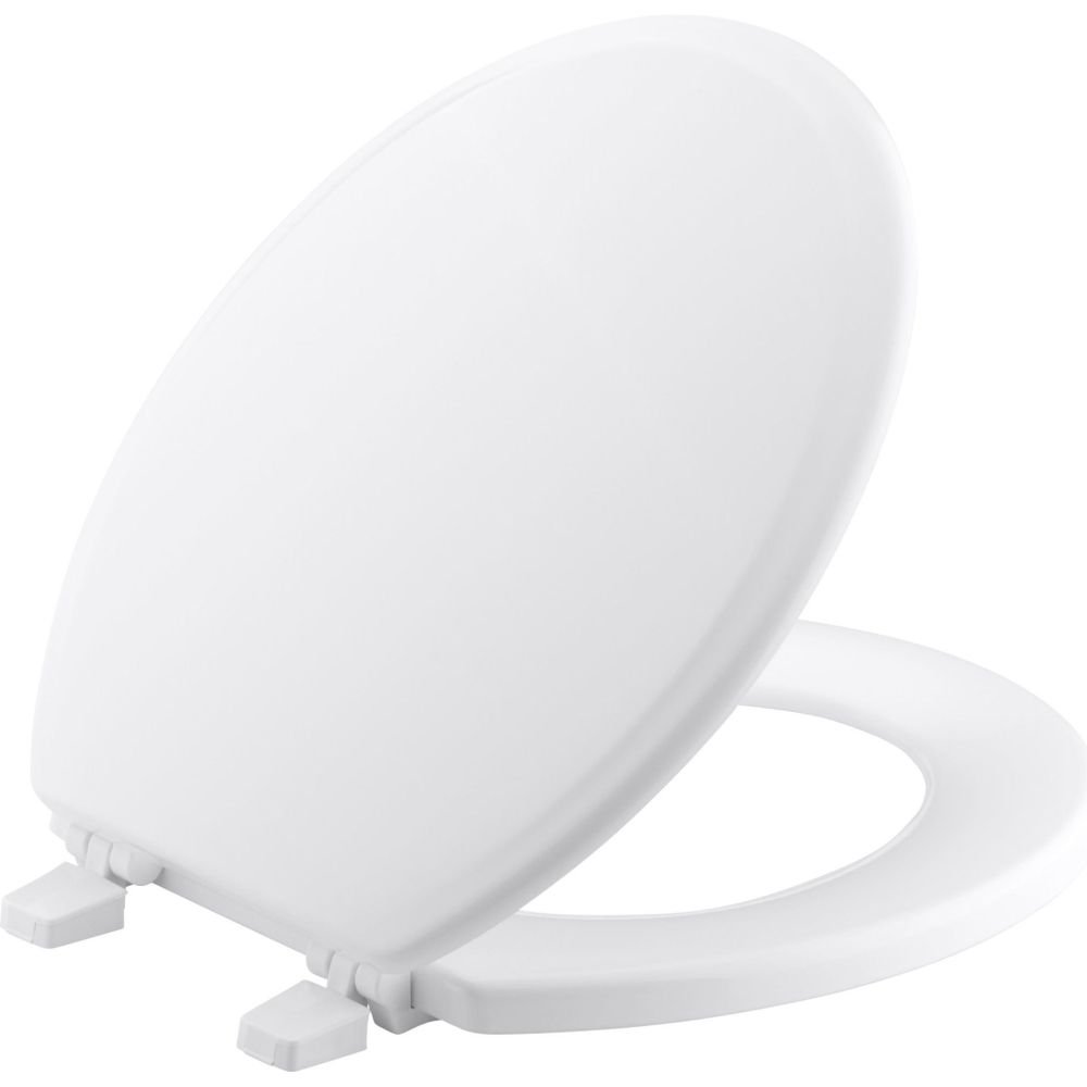 KOHLER K-4695-0 Ridgewood Molded-Wood with Color-Matched Plastic Hinges Round-front Toilet Seat, White