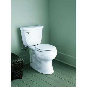 KOHLER K-4695-0 Ridgewood Molded-Wood with Color-Matched Plastic Hinges Round-front Toilet Seat, White